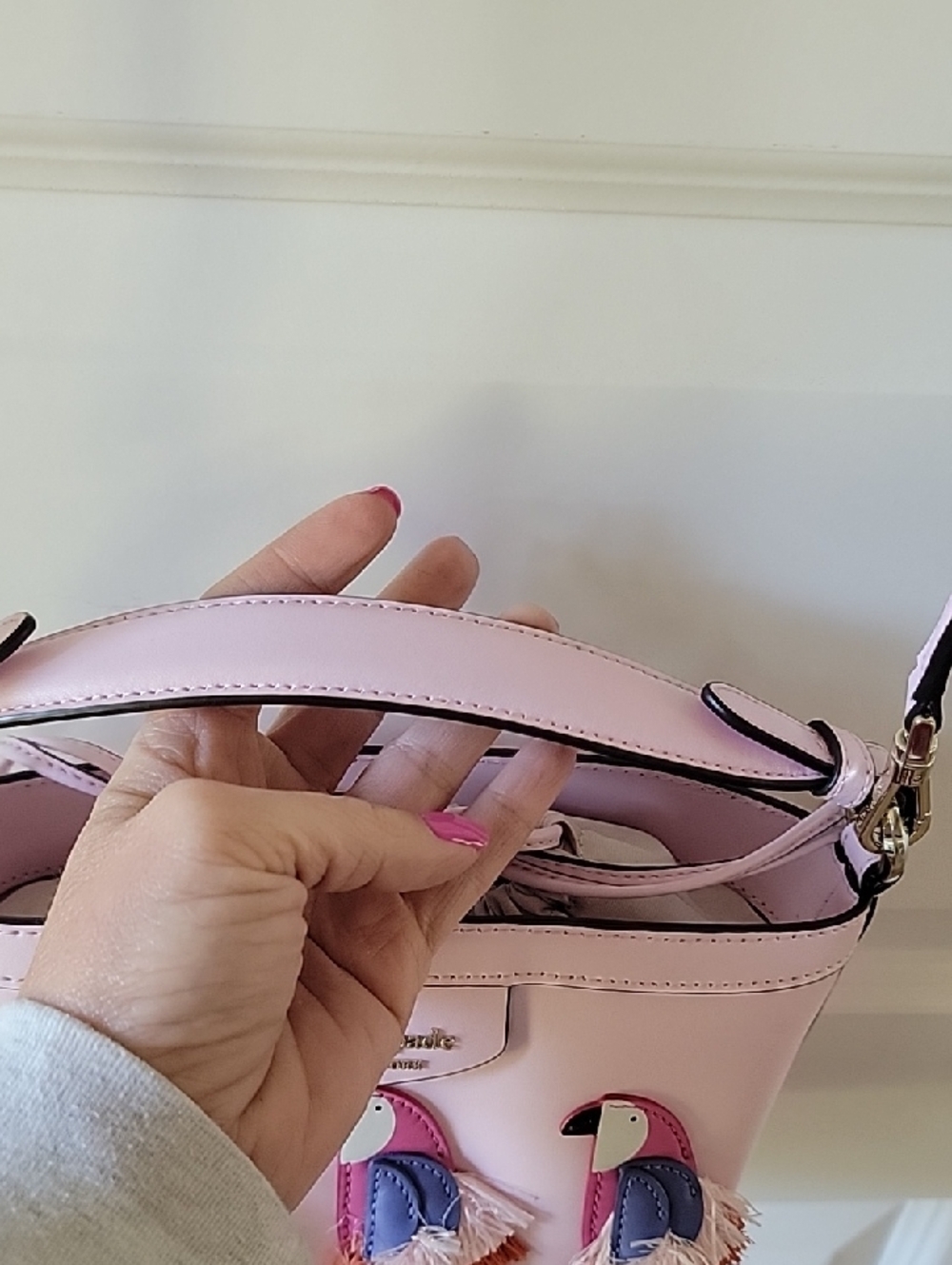 kate spade Pippa Flock Party Small Bucket Bag With 3 Parrot Applique - Picture 5 of 16